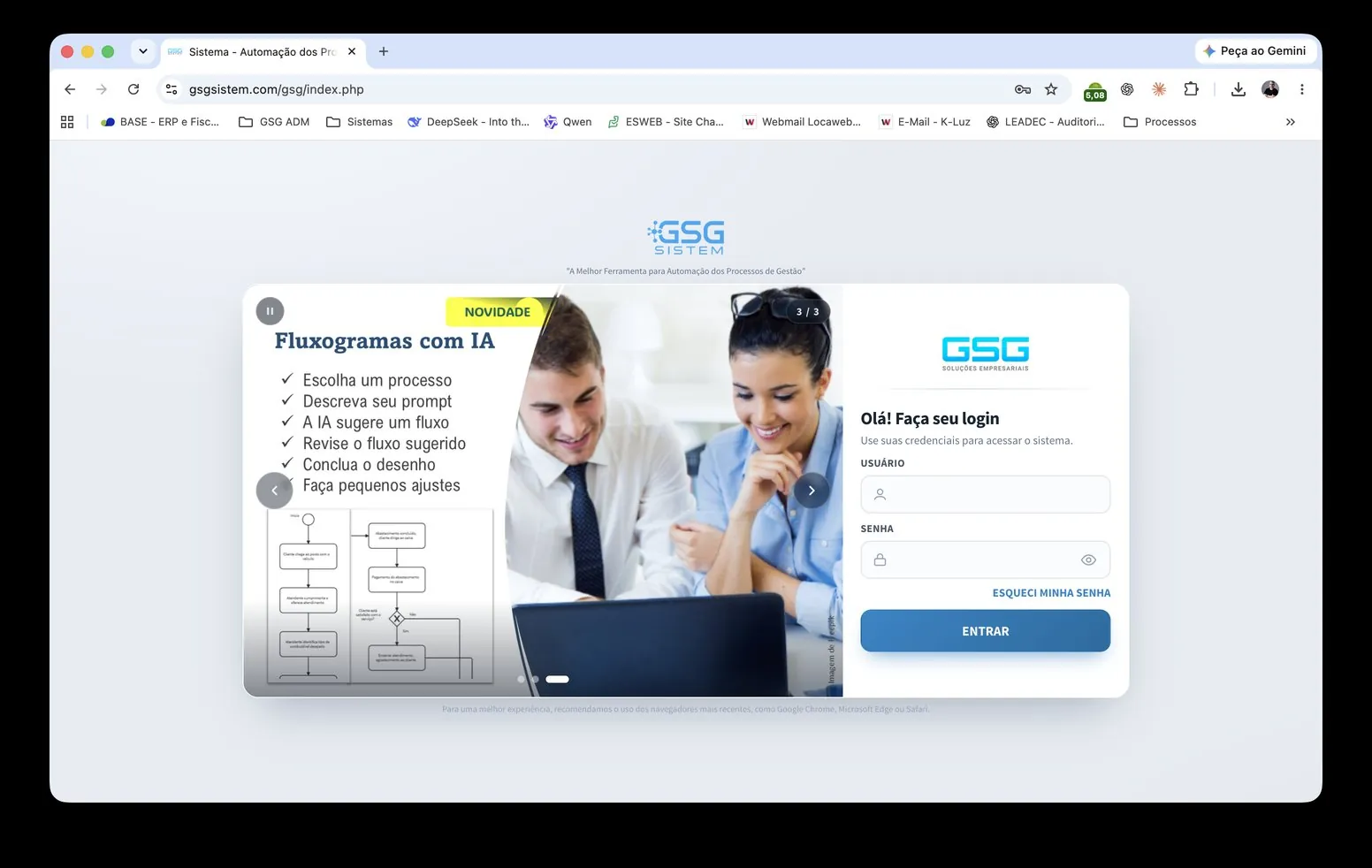 GSG SISTEM: Tela de acesso