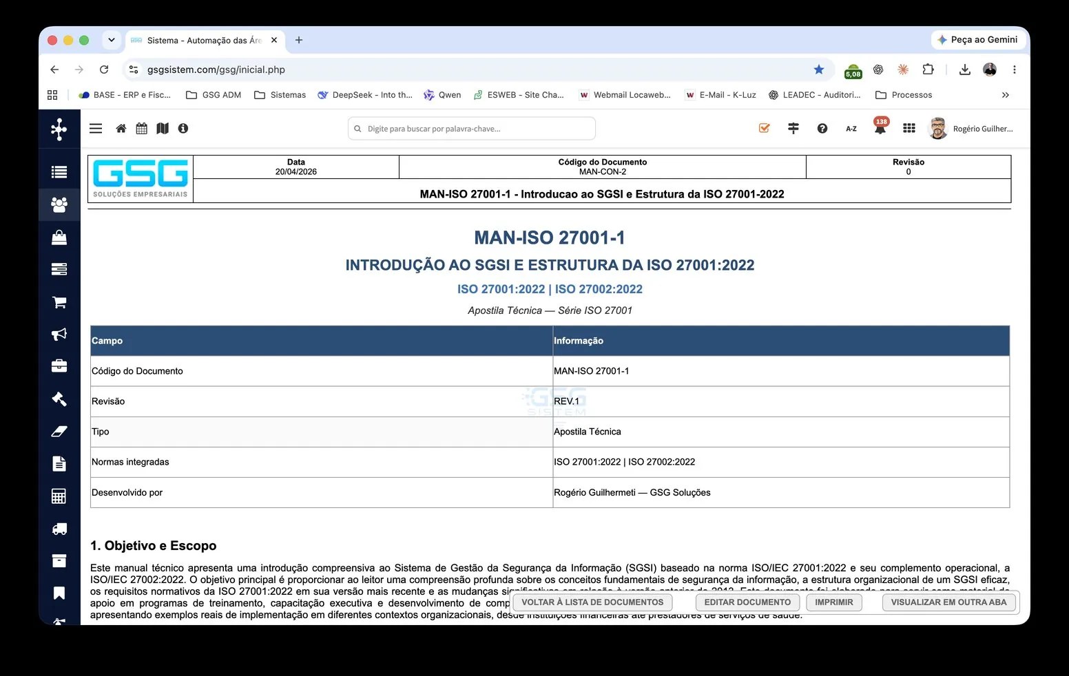 GSG SISTEM: Visualização de documento